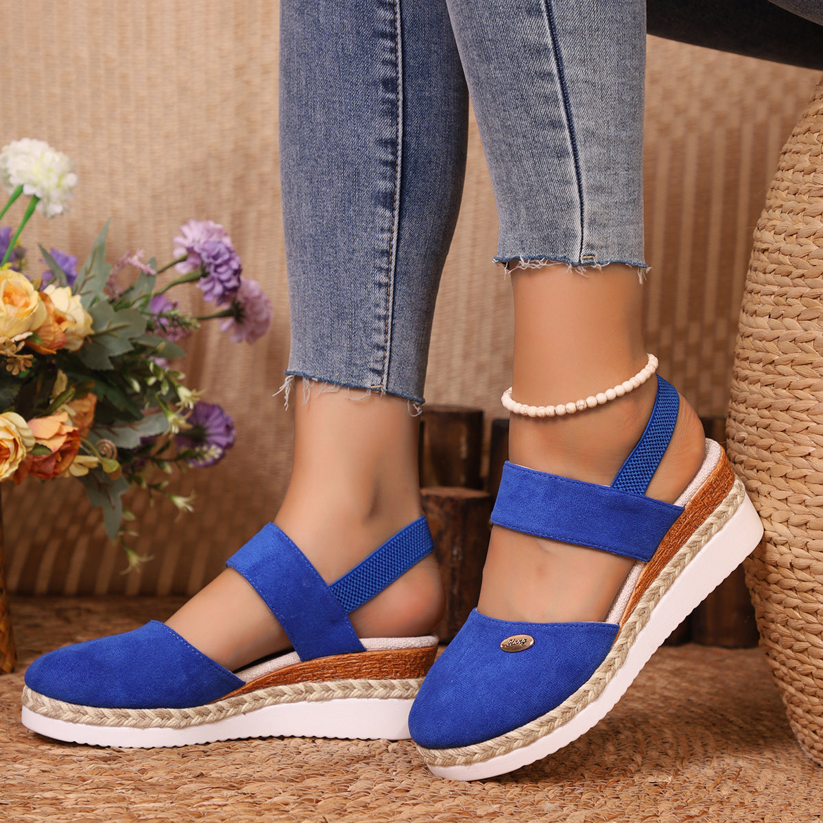 Round Toe Wedge Sandals