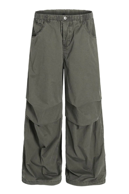 Men's Wide Leg Cargo Pants with Elastic Waistband