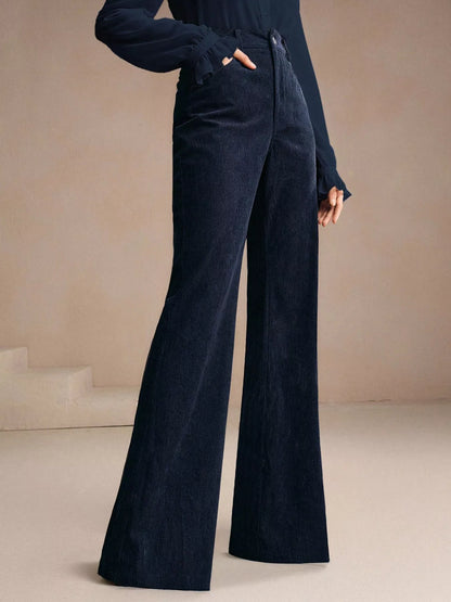 Navy flare pants, view 2
