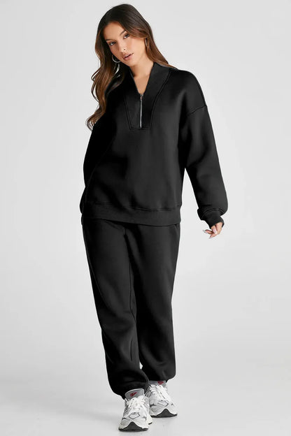 Quarter Zip Long Sleeve Top & Pants Set