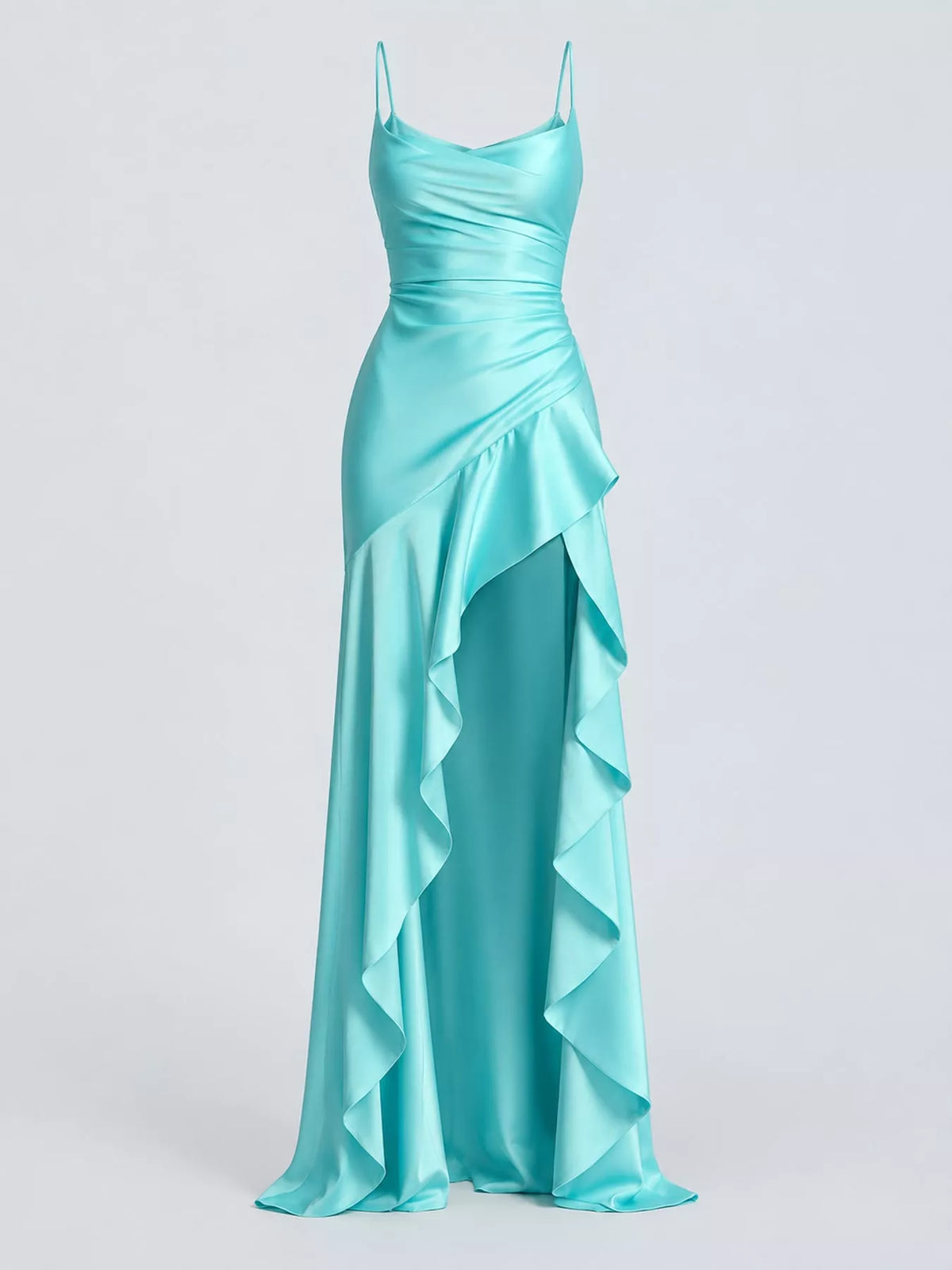 Plus Size High-Low Ruffle Hem Evening Dress, Backless