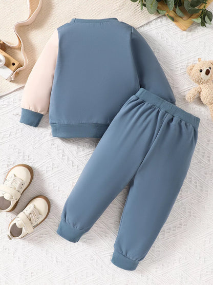 Kids' color block hoodie and jogger set, view 3