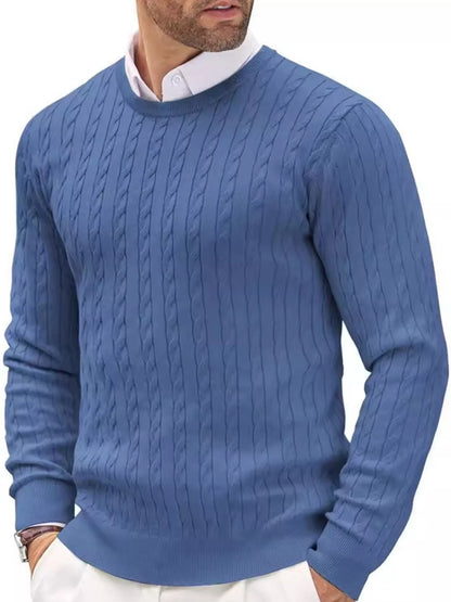 Men's plus size cable-knit pullover sweater, slim fit