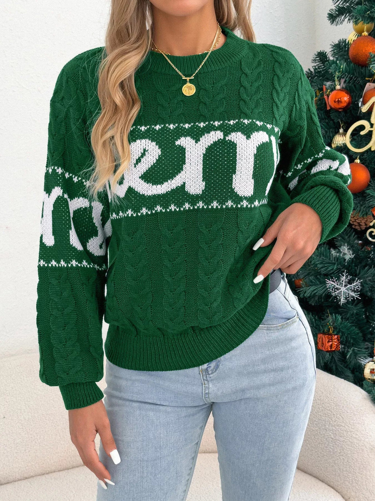 Merry cable knit sweater, view 5