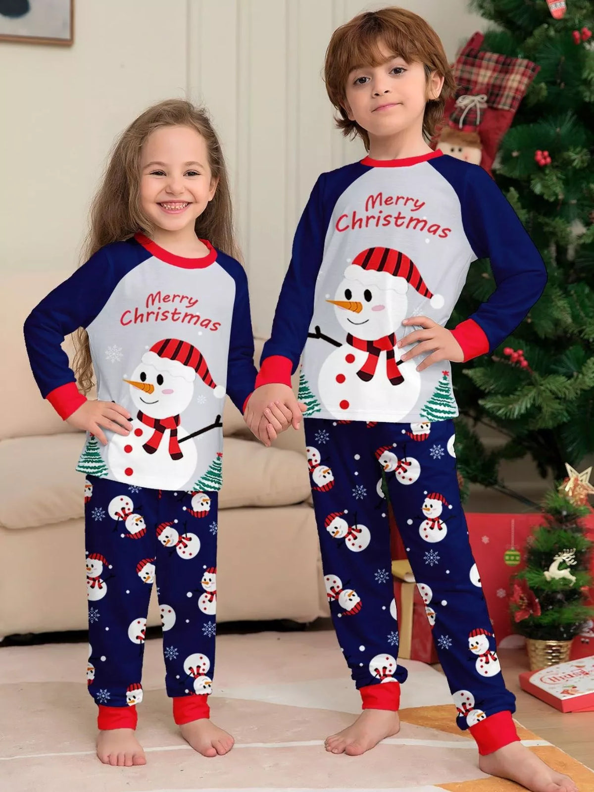 Family Matching Christmas Snowman Print Pajama Set Plus Size
