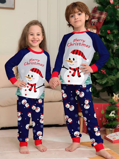 Family Matching Christmas Snowman Print Pajama Set Plus Size