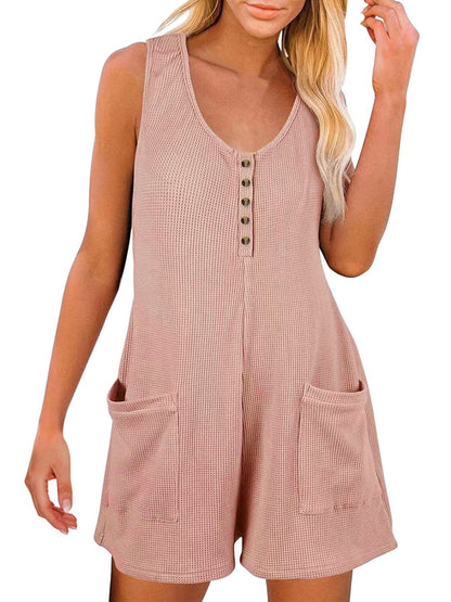 Pocketed Scoop Neck Sleeveless Romper