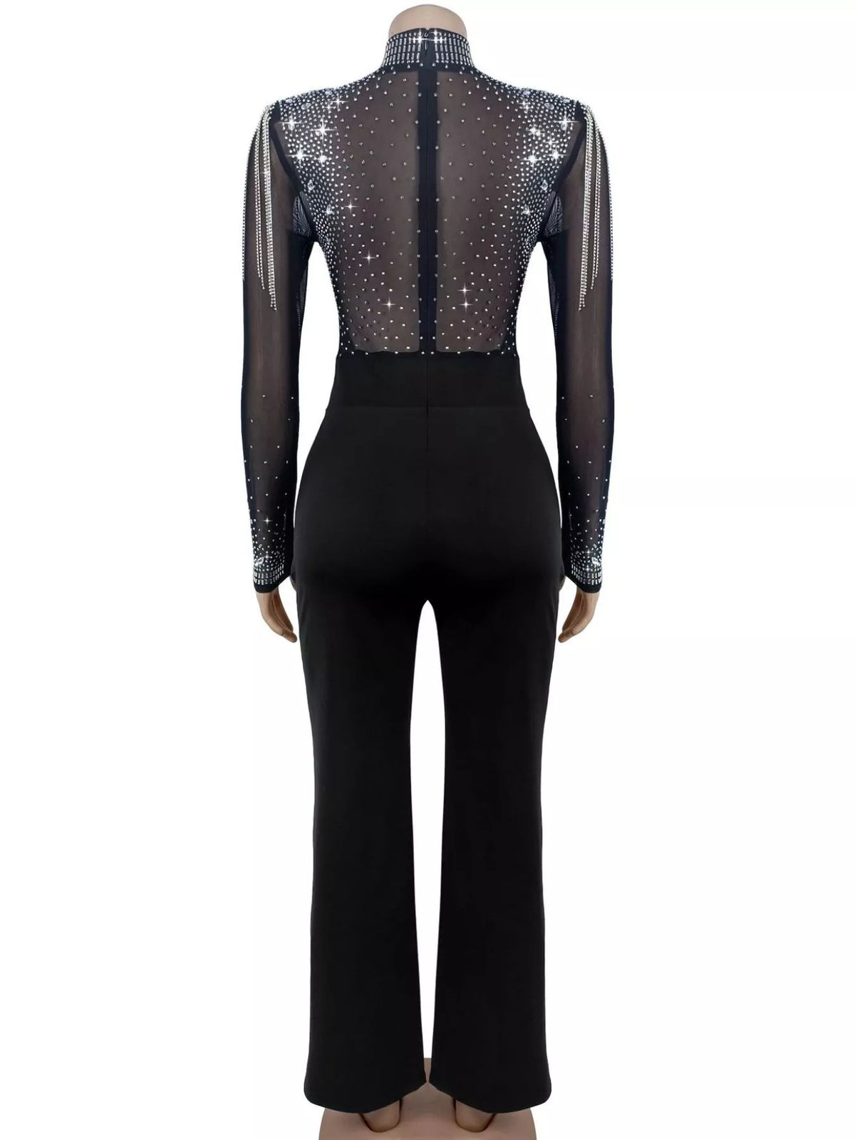 Rhinestone mesh jumpsuit, view 7