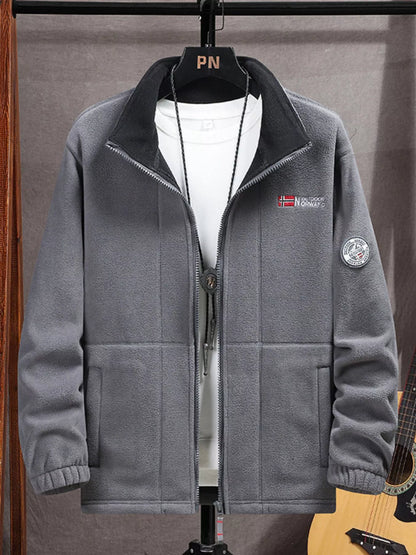 Men's Zip Up Fleece Jacket Plus Size