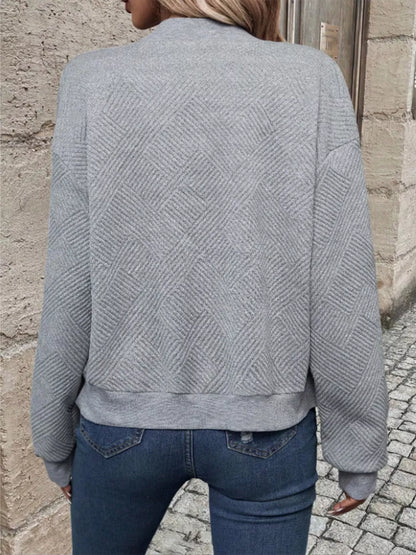 Textured Knit Zip-Up Jacket