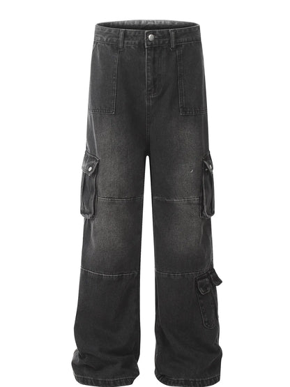 Men's Vintage Washed Cargo Denim Jeans