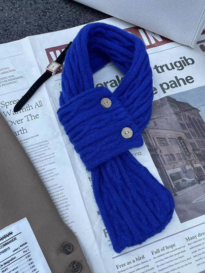 Button-Accent Knitted Winter Scarf
