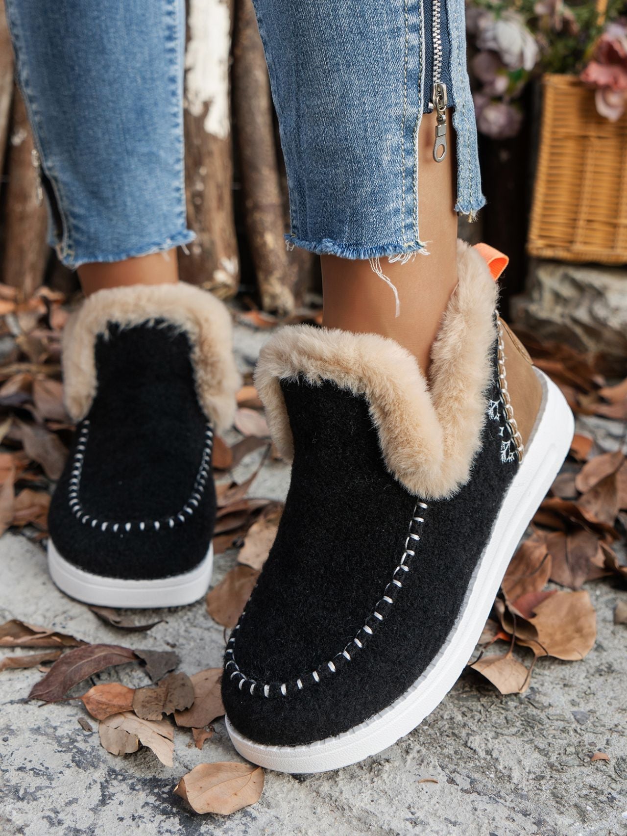 Furry Suede Flat Sneakers