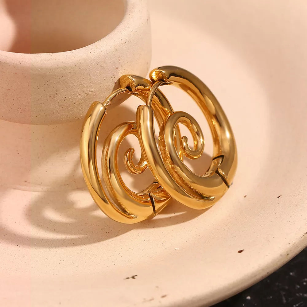 Stainless Steel Spiral Hoop Earrings
