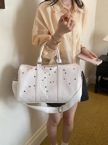 Crocodile Embossed Studded Travel Bag