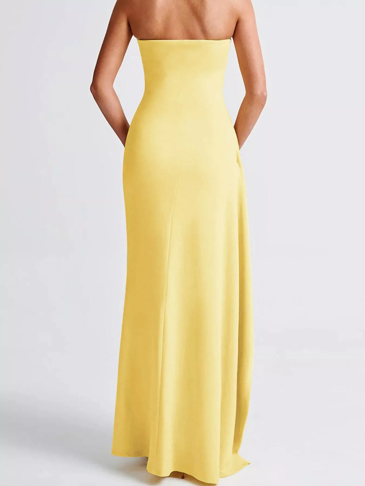 Strapless high-slit bodycon dress, view 5