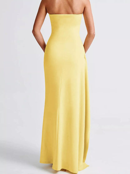 Strapless high-slit bodycon dress, view 5