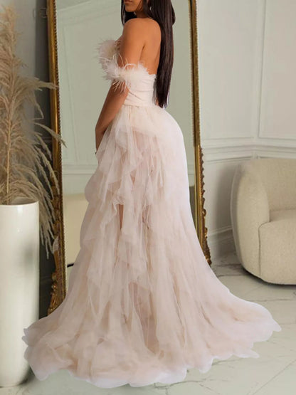 Tiered tulle corset dress, view 4