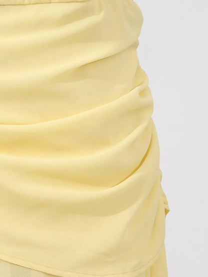 Sleeveless Ruched High-Slit Maxi Dress