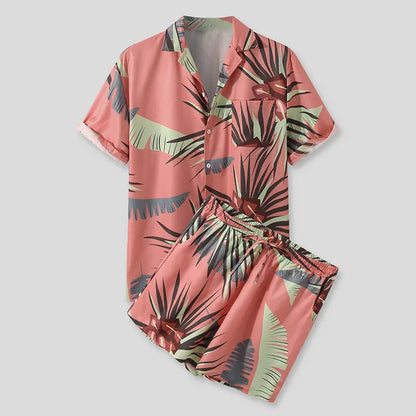 Men's Button Up Shirt and Shorts Set