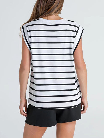 Striped Cap Sleeve T-Shirt
