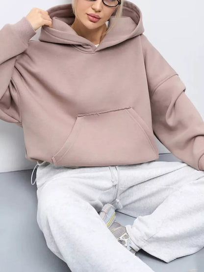 Plus size kangaroo pocket hoodie, view 8