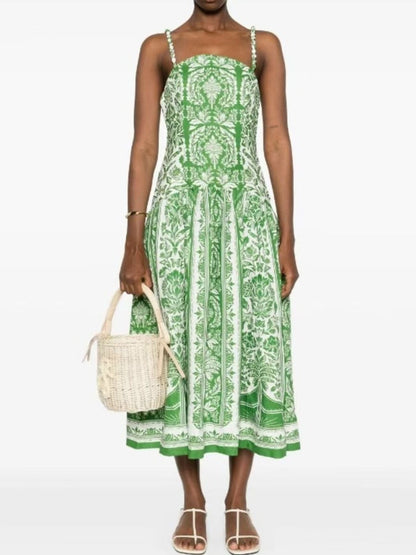 Printed A-Line Midi Cami Dress