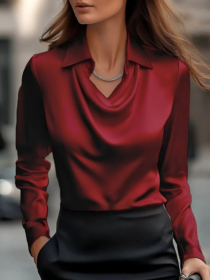 Full Size Collared Neck Long Sleeve Blouse