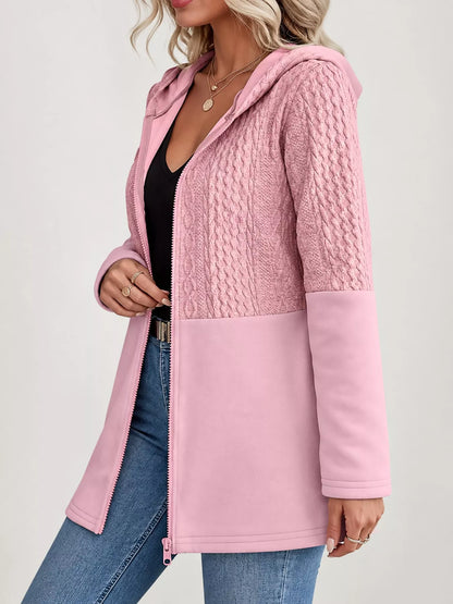 Plus size hooded zip jacket, view 18