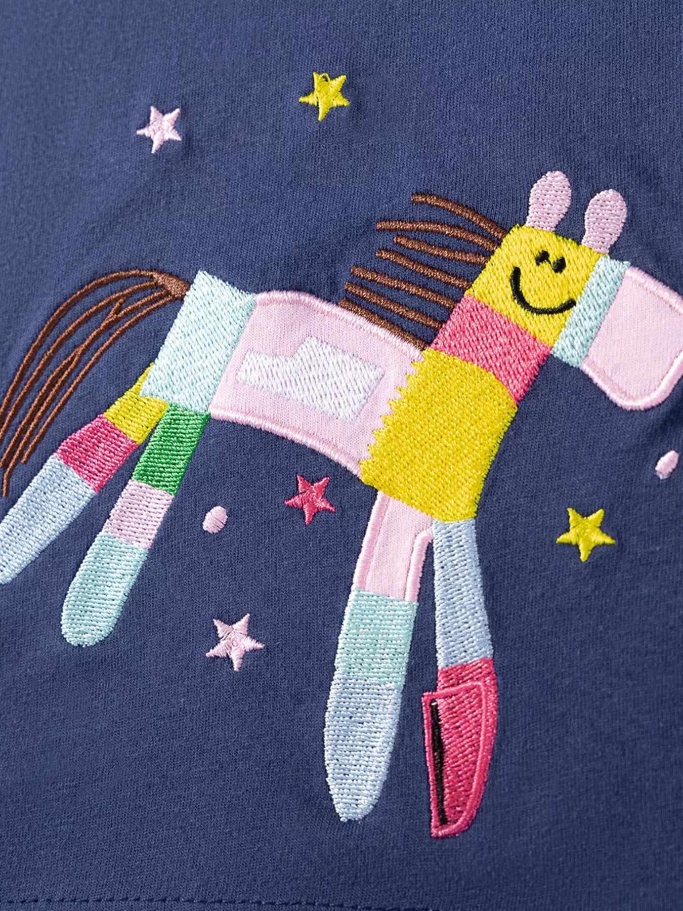 Children's Horse Embroidered Collar Dress