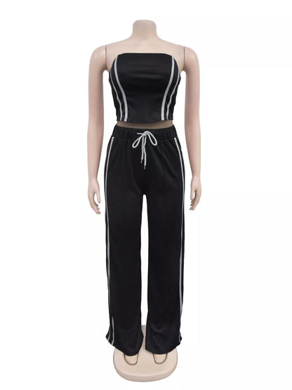 Sleeveless Tube Top and Wide Leg Pants Set