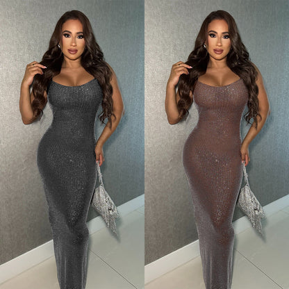 Fashionable Sexy Net Backless Dress