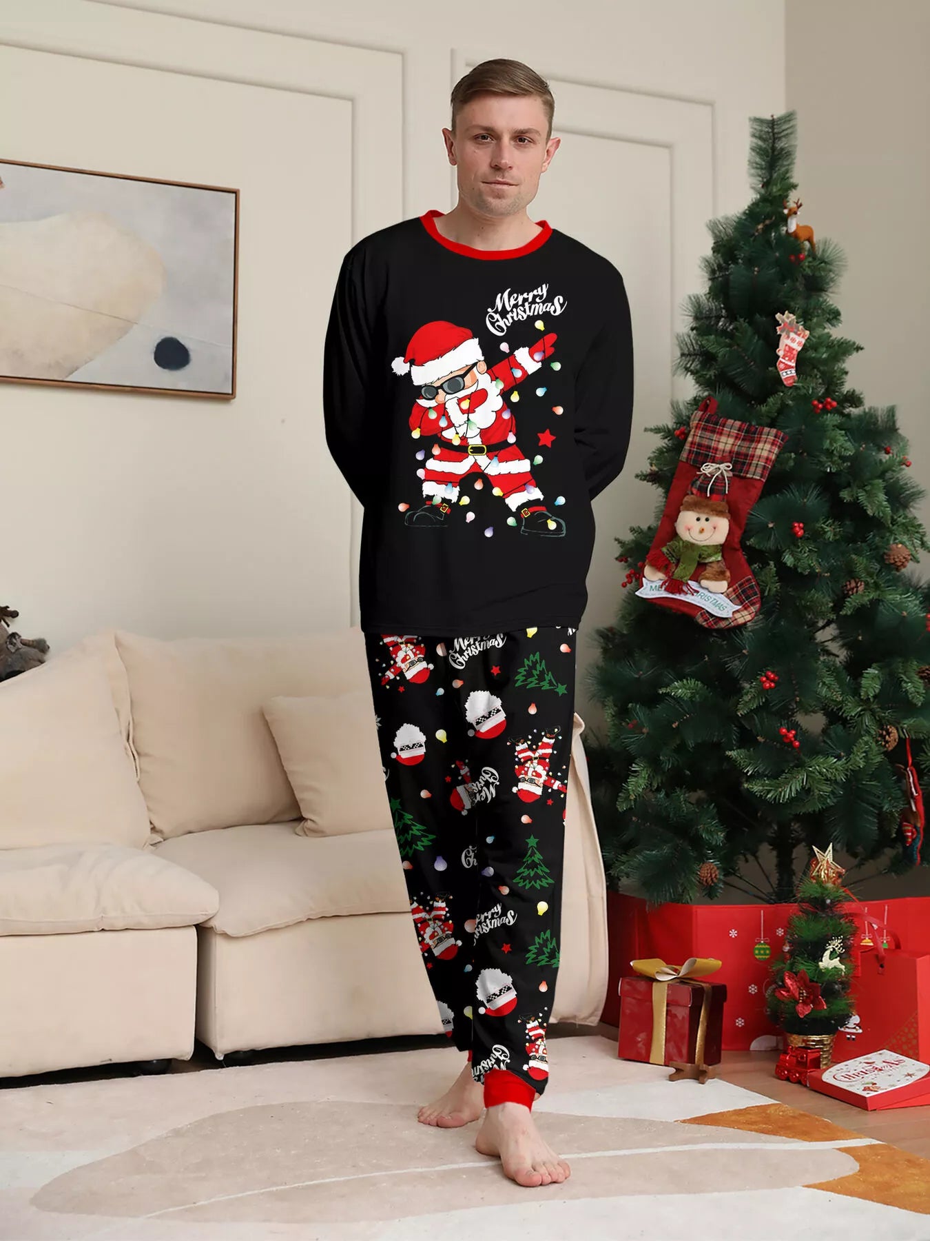 Family Matching Christmas Santa Pajamas Set Plus Size