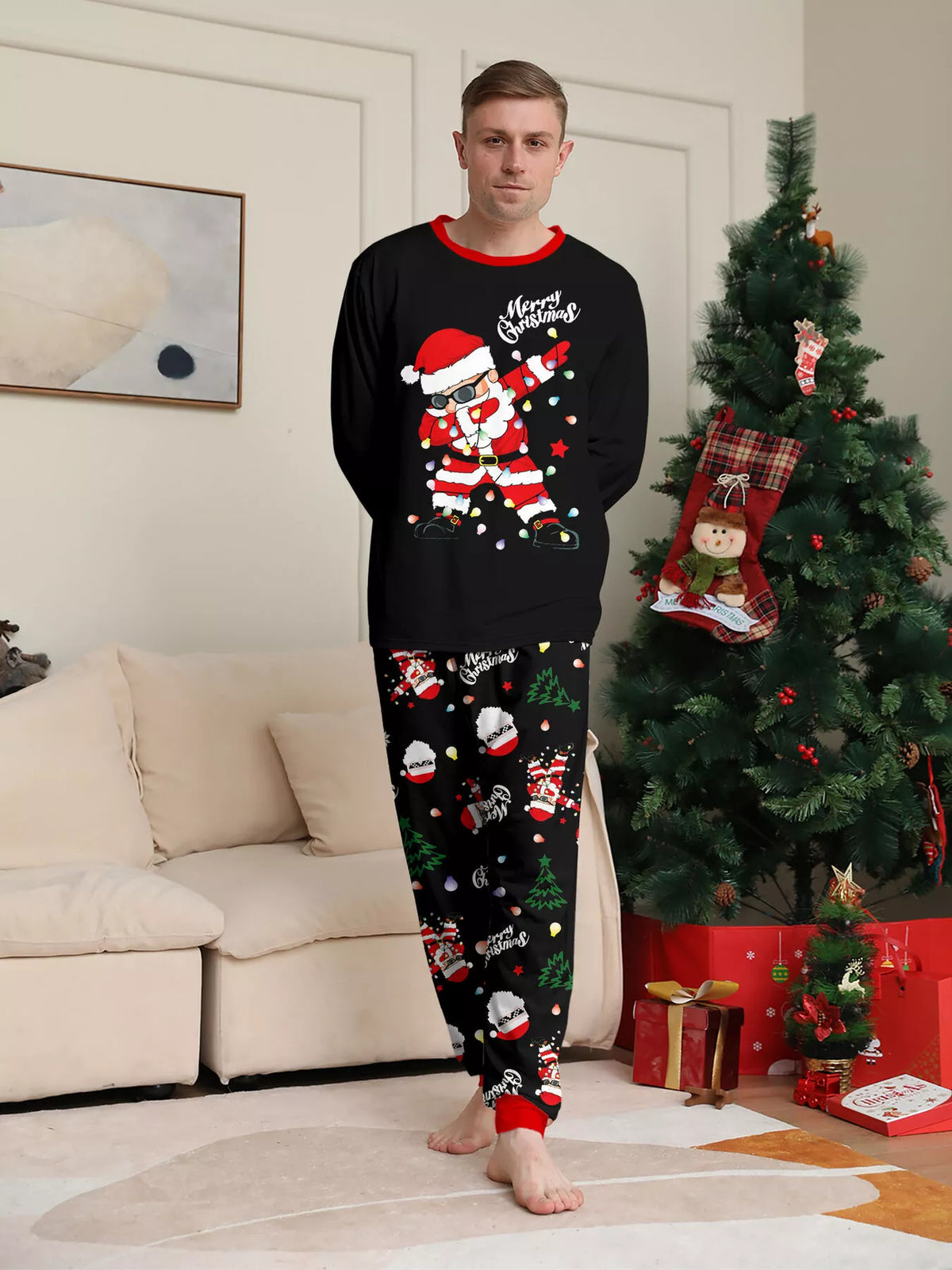 Family Matching Christmas Santa Pajamas Set Plus Size
