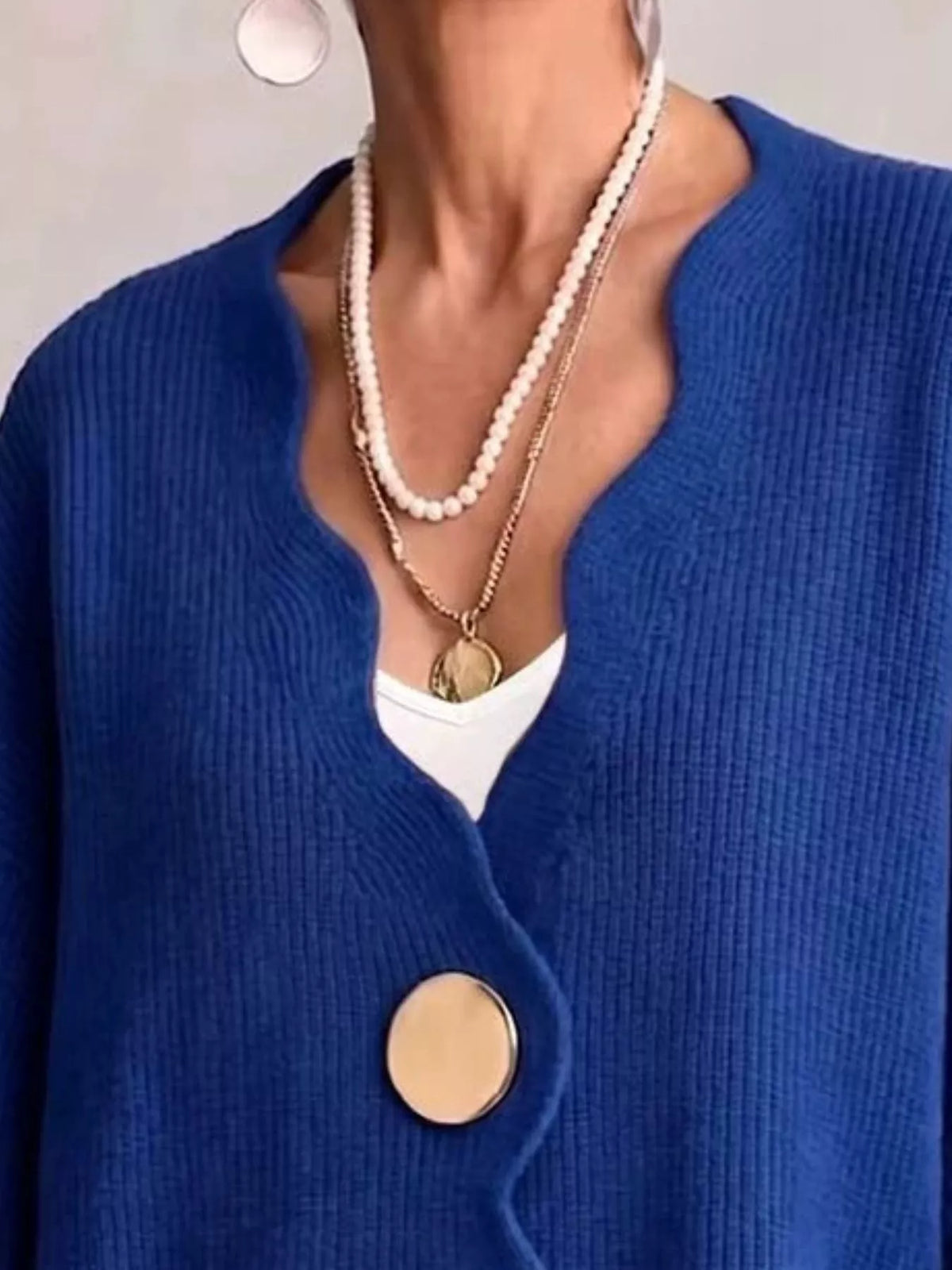 Plus Size Scalloped-Edge Oversized Cardigan
