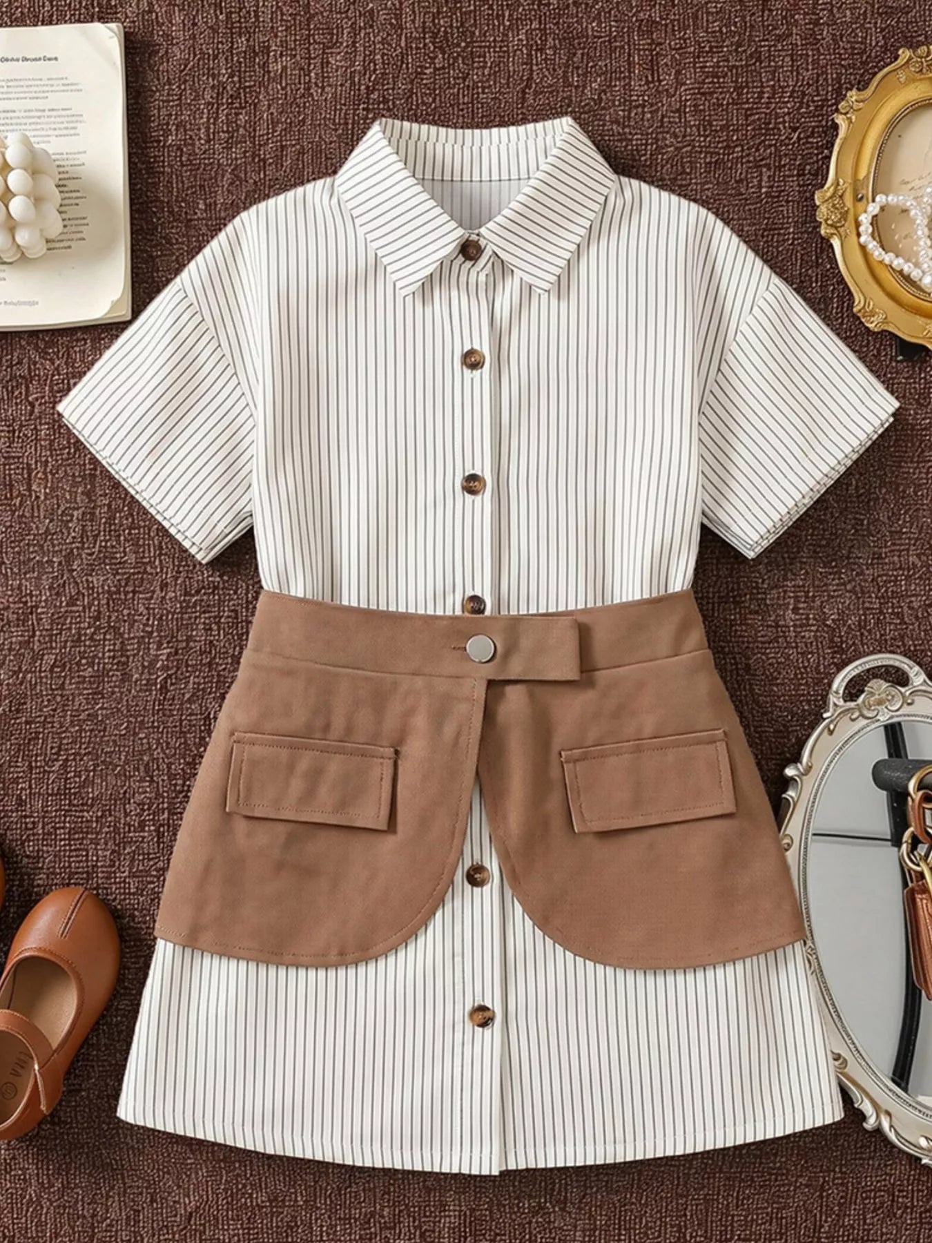 Children's Striped Shirt and Belly Band Set