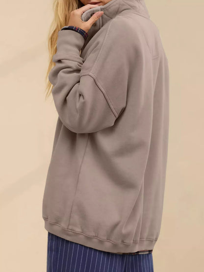 Half Snap Dropped Shoulder Sweatshirt