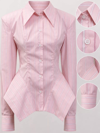 Striped button-up shirt, view 4