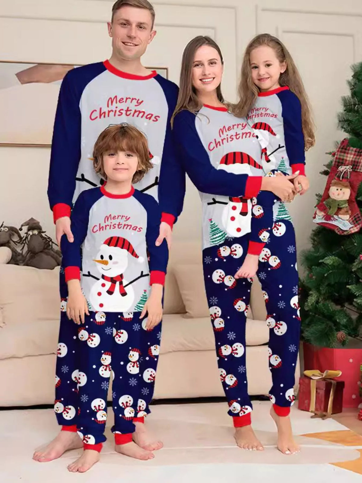 Family Matching Christmas Snowman Print Pajama Set Plus Size