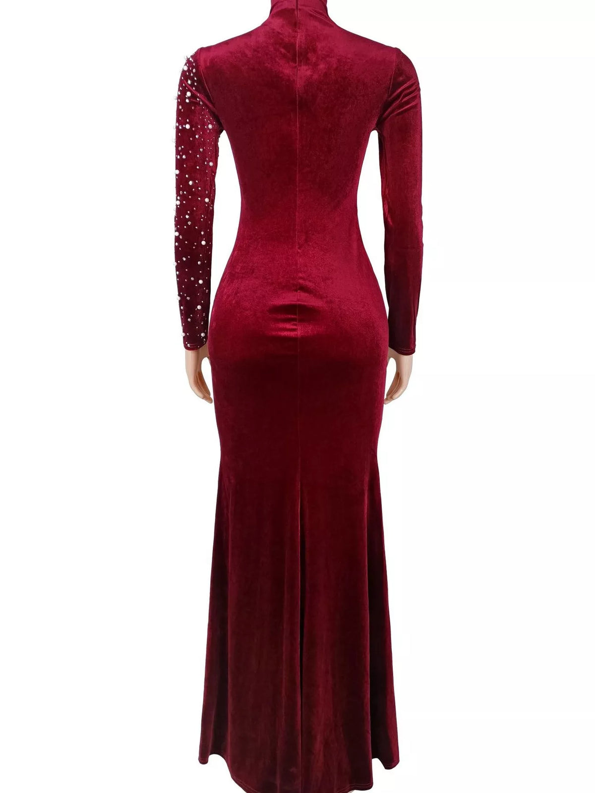 Rhinestone Velvet Mermaid Evening Maxi Dress