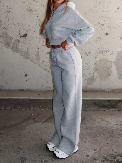 Zip Up Hoodie and Drawstring Pants Set