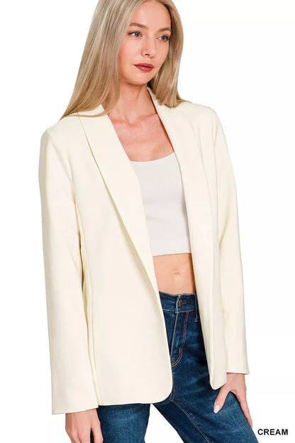 Woven Long Sleeve Blazer With Lining