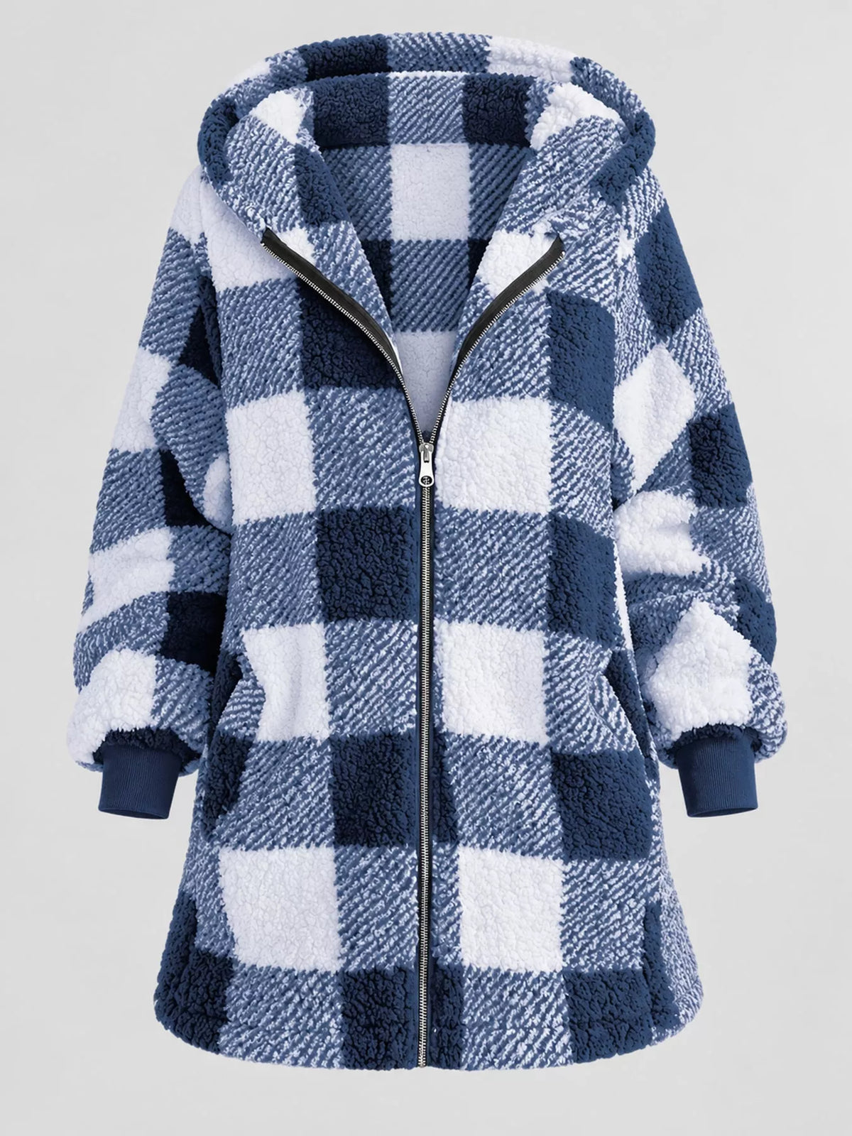 Plaid sherpa hooded jacket, view 17
