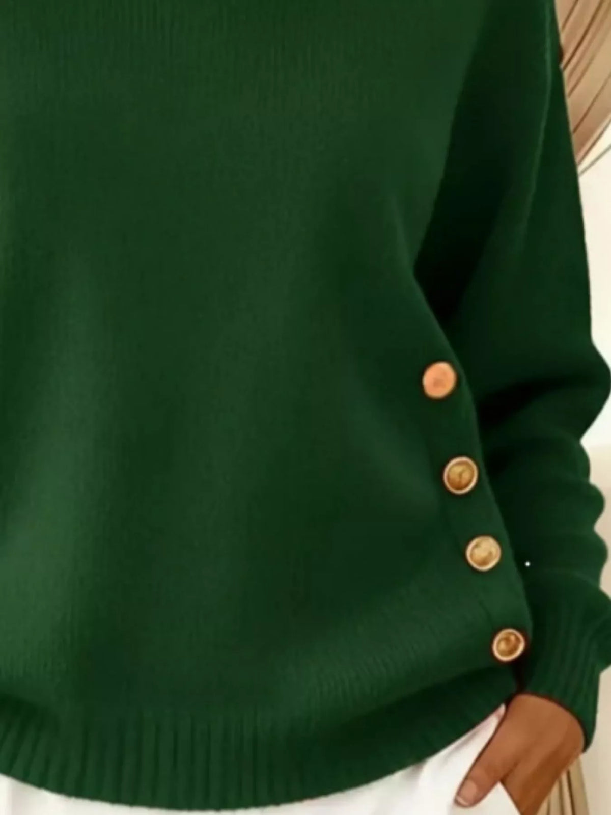 Plus Size Decorative Button Dropped Shoulder Sweater