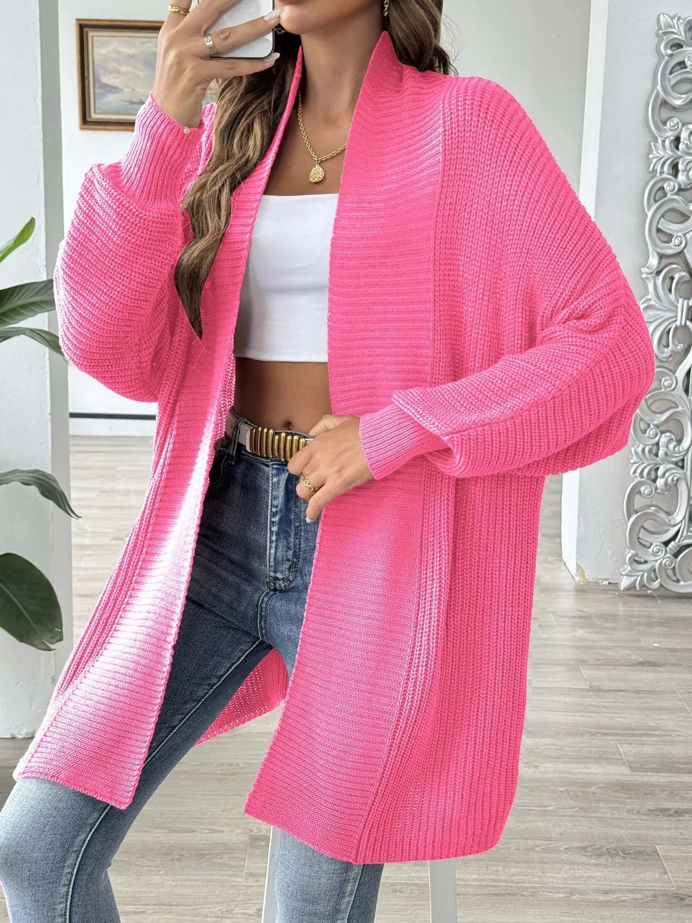 Oversized Knit Open Front Cardigan