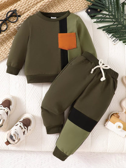 Kids' color block hoodie and jogger set, view 7