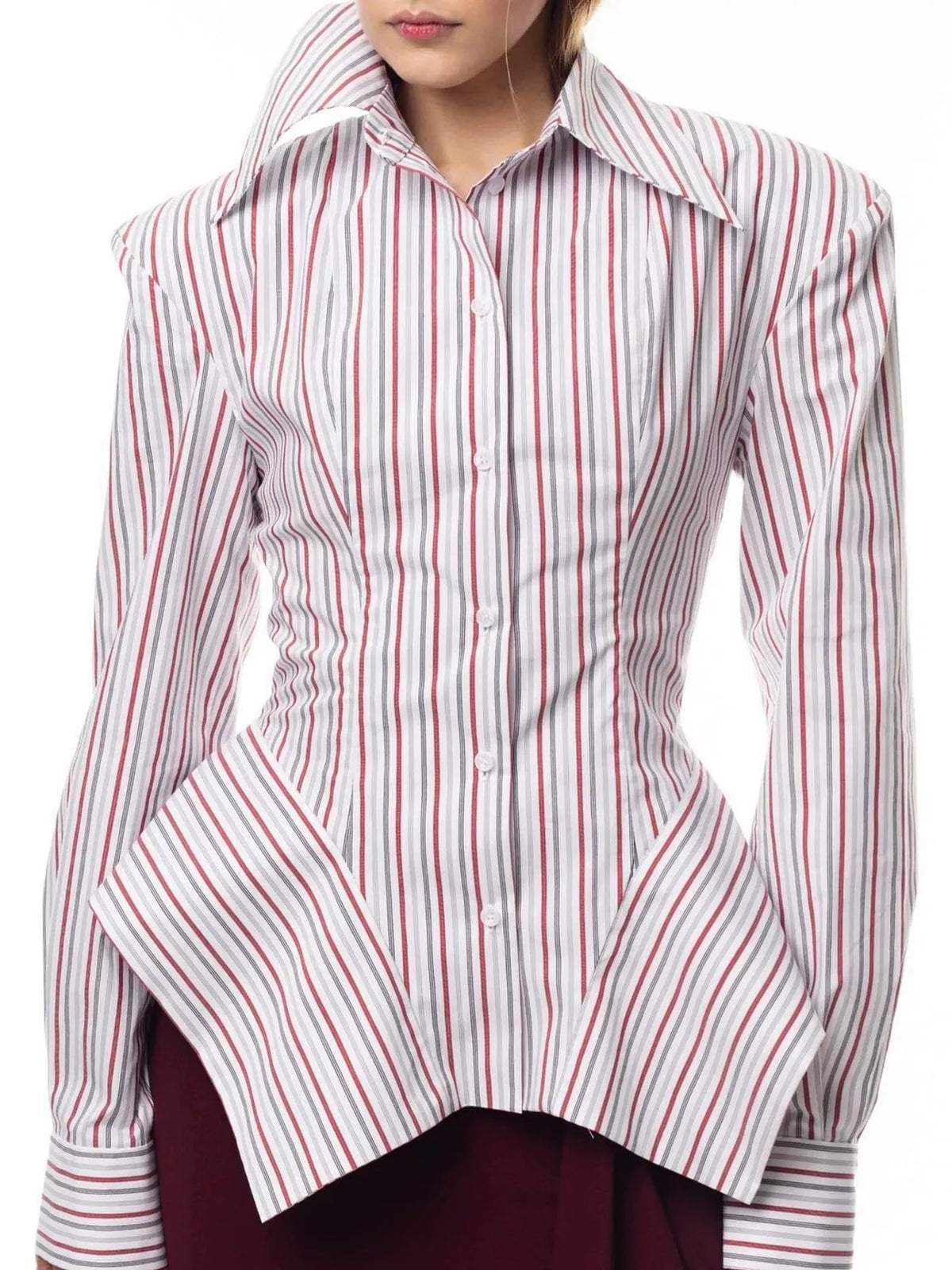 Striped button-up shirt, view 11