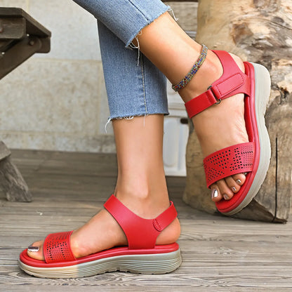 Hollow Out Open Toe Platform Sandals