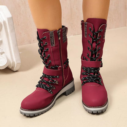 Round Toe Lace Up Boots