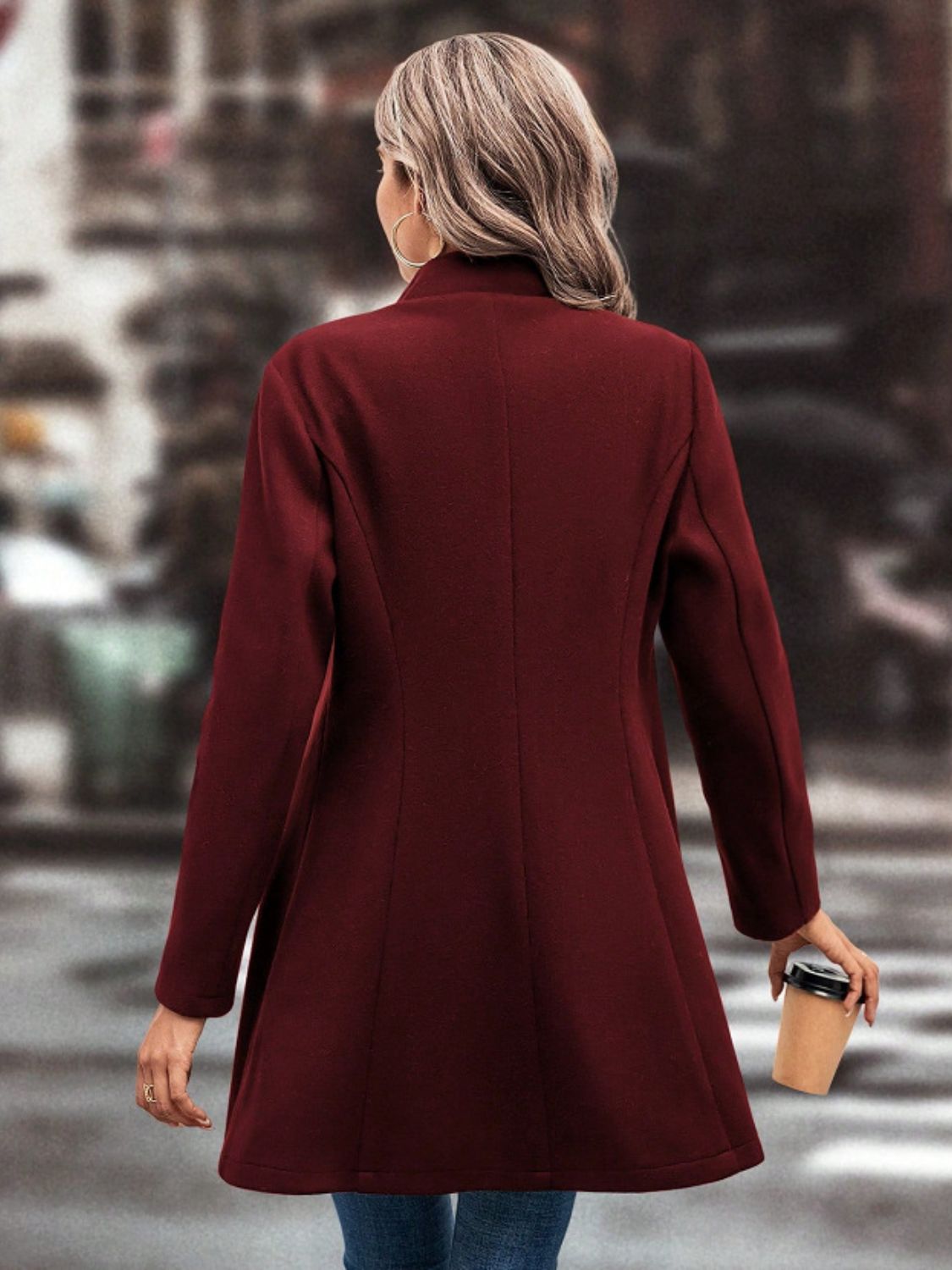 Buttoned Long Sleeve Coat